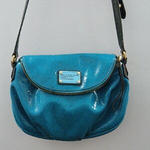 Marc by Marc Jacobs Teal Patent Leather Crossbody with Gold Accents
